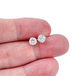Vintage Sterling Silver 925 Cubic Zirconia Stud Earrings